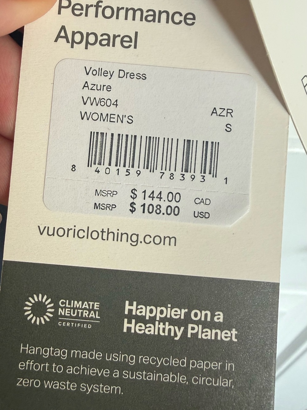NWT Small Vuori Slate Gray Athletic Mini Dress with White Trim - Picture 5 of 9